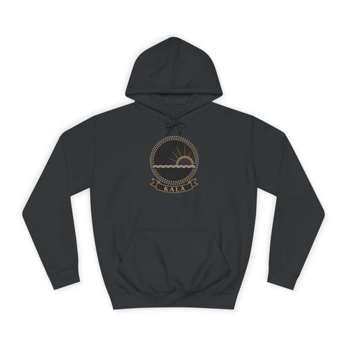 Kala jet black hoodie product view, embroidery-style Kongo emblem printed on the chest, Dikenga Collection by Bana Bilaka