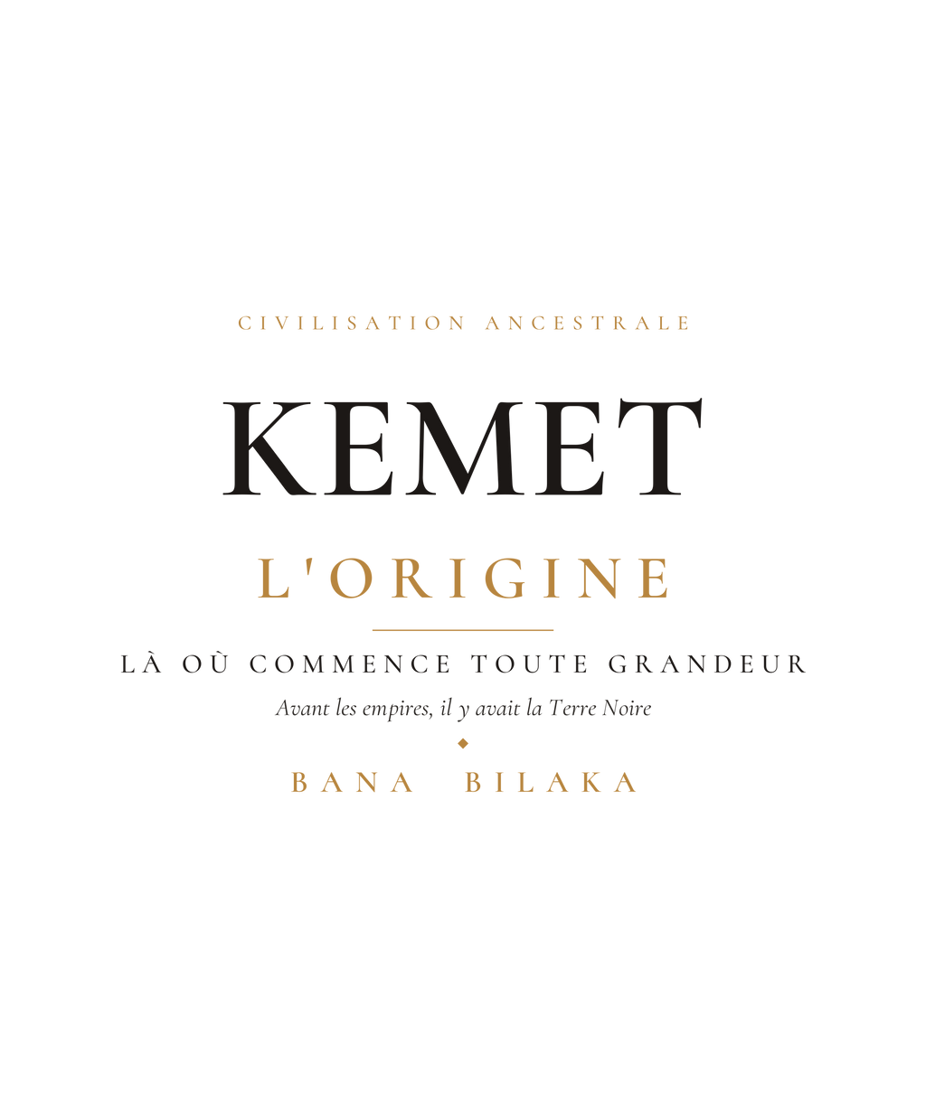 Kemet origin men's organic cotton tee — ancient Nile civilisation pan-African editorial typography design, Bana Bilaka Katiopa heritage