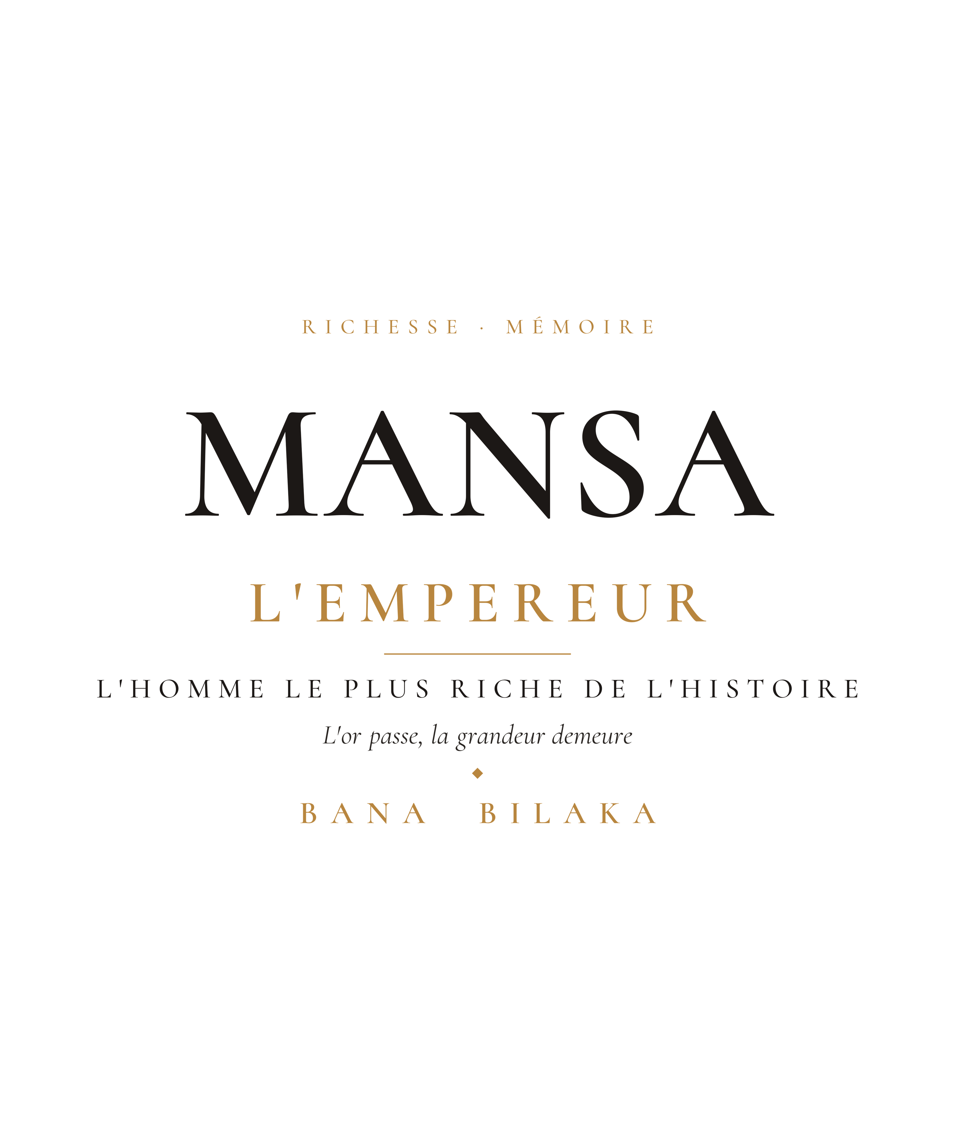 Mansa wealth and leadership men's organic cotton tee — Mali empire pan-African editorial typography design, Bana Bilaka Katiopa heritage